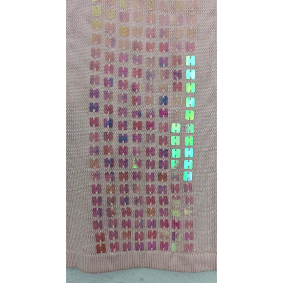 New August Silk Knits sz S 100% Silk Sweater pink sequins 3/4 sleeves 1576 - Picture 2 of 4